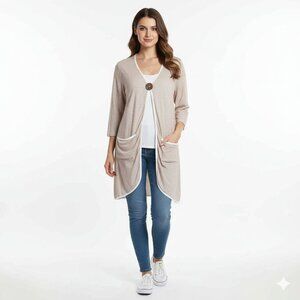 Nwt $99 KAKTUS Large One Button Closure Cardigan Top Sz L Cotton Blend